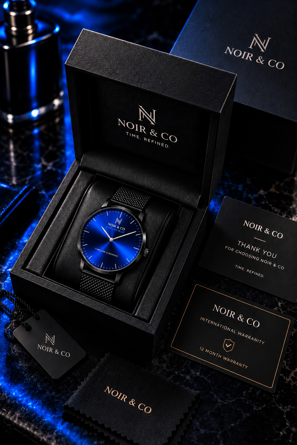 NOIR & CO. AURELIUS BLUE — Quiet luxury. Powerful presence.